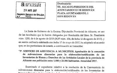 Redován obtains a provincial subsidy for the preparation / rectification of the Inventory of Goods and Rights of the City Council