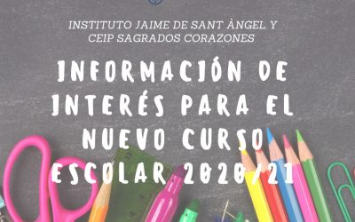 Información sobre el inicio escolar en el instituto Jaime de Sant Ángel y CEIP Sagrados Corazones