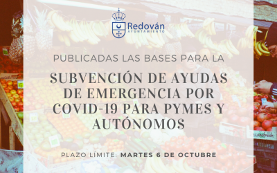 Bases de la subvención de ayudas de emergencia por Covid-19 para pymes y autónomos de Redován