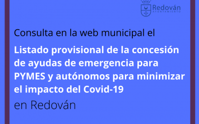 Listado provisional de la concesión de ayudas de emergencia para PYMES y autónomos para minimizar el impacto del Covid-19