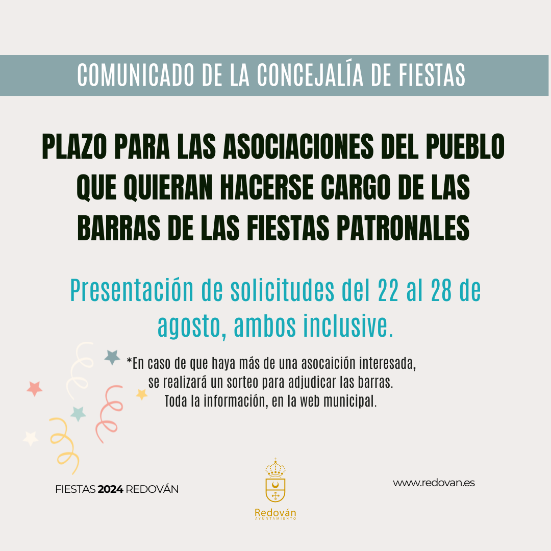 Comunicado de la Concejalía de Fiestas del Ayuntamiento de Redován